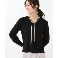 【秋映え／なめらかな着心地】バイカラーボウタイ付きニット