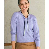 【秋映え／なめらかな着心地】バイカラーボウタイ付きニット