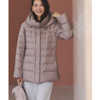 【定番人気/ウエスト調整可】フーデッドミドルダウンコート