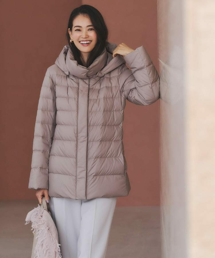 【定番人気/ウエスト調整可】フーデッドミドルダウンコート2