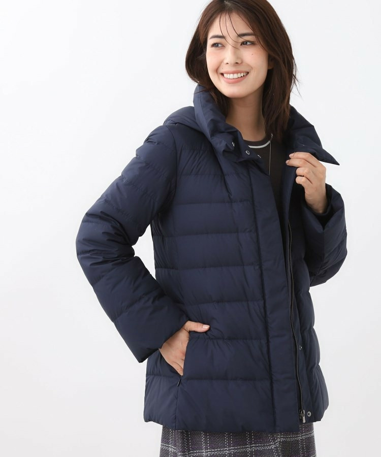 【定番人気/ウエスト調整可】フーデッドミドルダウンコート1