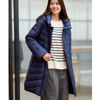 【定番人気／ウエスト調整可】フーデッドロングダウンコート