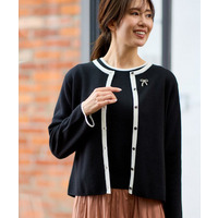 【秋映え／単品使い◎／すっきり見え】ブローチ付きニットアンサンブル