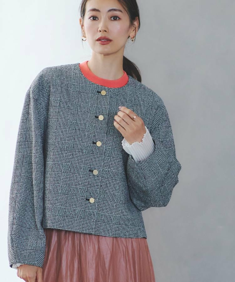【着映え◎/アームホールゆったり】グレンチェックジャコット1