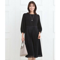 【フォーマル／入卒／一枚で着映え◎】シフォン×幾何柄レースプリーツワンピース