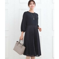 【SS-4Lサイズ】シフォン×幾何柄レースプリーツワンピース
