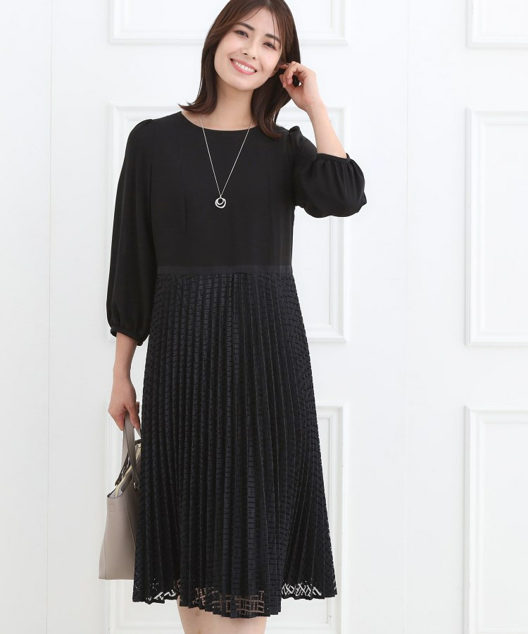 【フォーマル/入卒/一枚で着映え◎】シフォン×幾何柄レースプリーツワンピース4