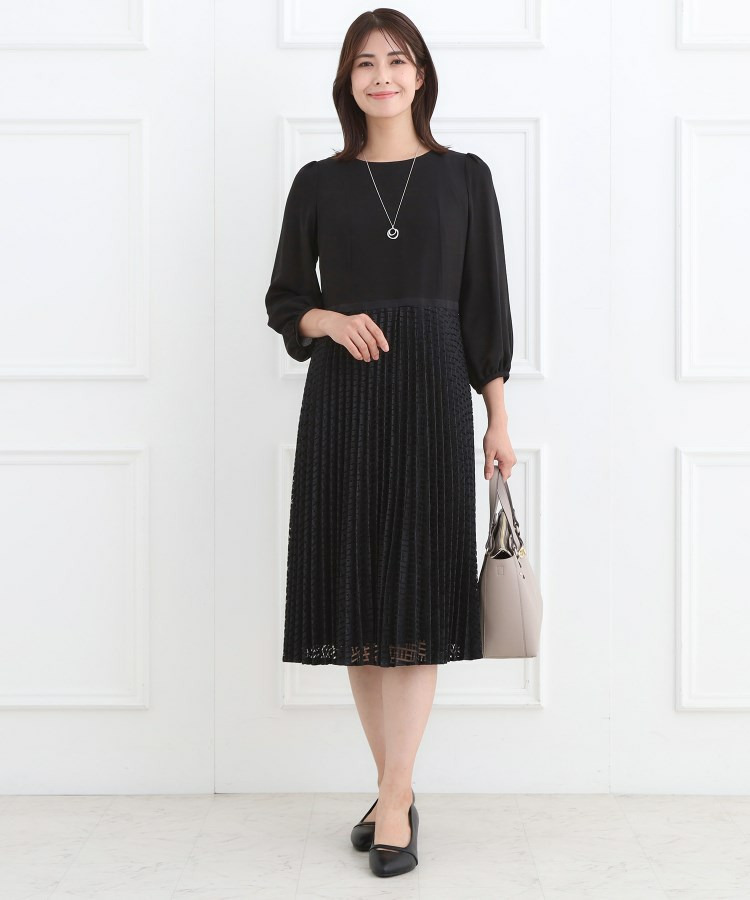 【フォーマル/入卒/一枚で着映え◎】シフォン×幾何柄レースプリーツワンピース5