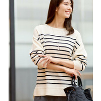 【ゆったり着られる◎】ボートネックボーダーニット