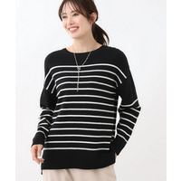 【ゆったり着られる◎】ボートネックボーダーニット