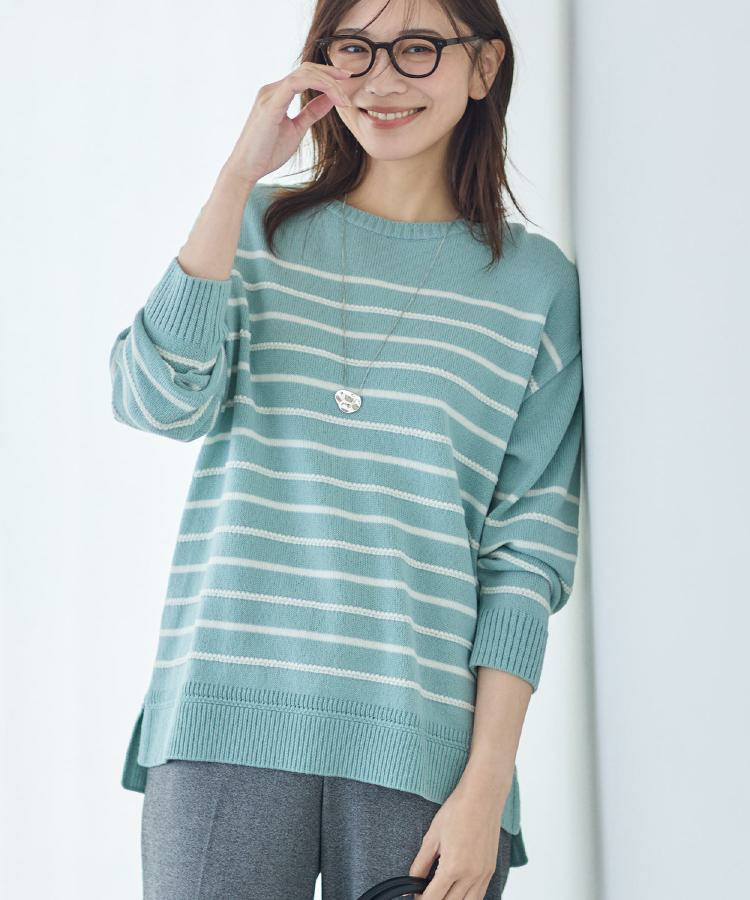 【ゆったり着られる◎】ボートネックボーダーニット2