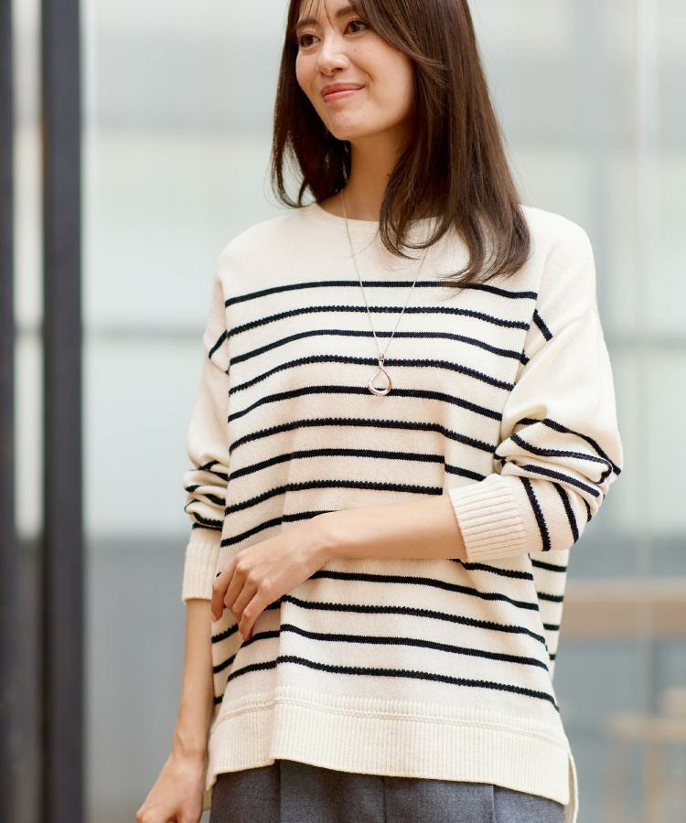 【ゆったり着られる◎】ボートネックボーダーニット6