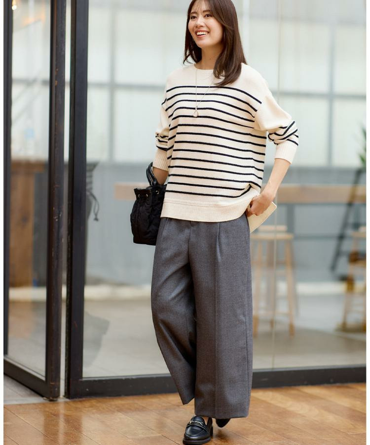 【ゆったり着られる◎】ボートネックボーダーニット8