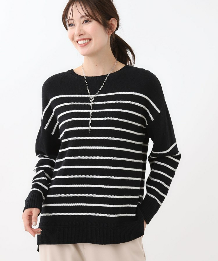 【ゆったり着られる◎】ボートネックボーダーニット1