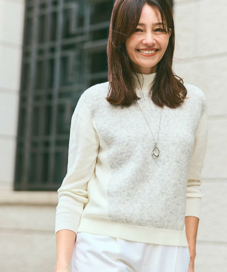 アーガイル柄ハイネックニット