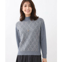 アーガイル柄ハイネックニット