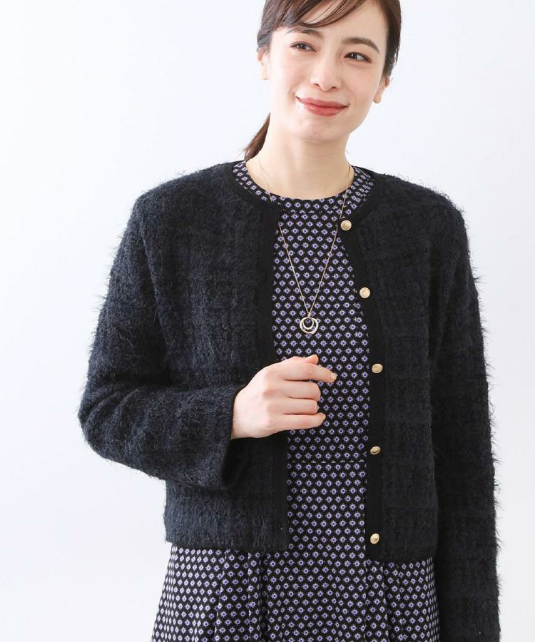 【お食事会やお出かけに◎】ふんわりジャカード編みカーディガン1