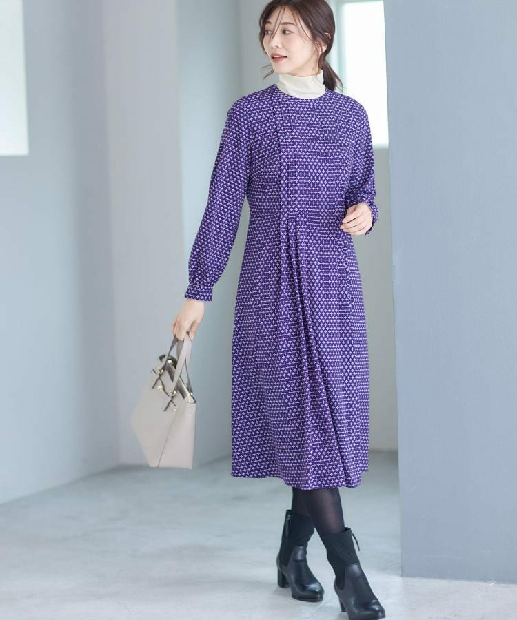 【通勤にもお出かけにも◎】ジオメプリントクラシカルワンピース3