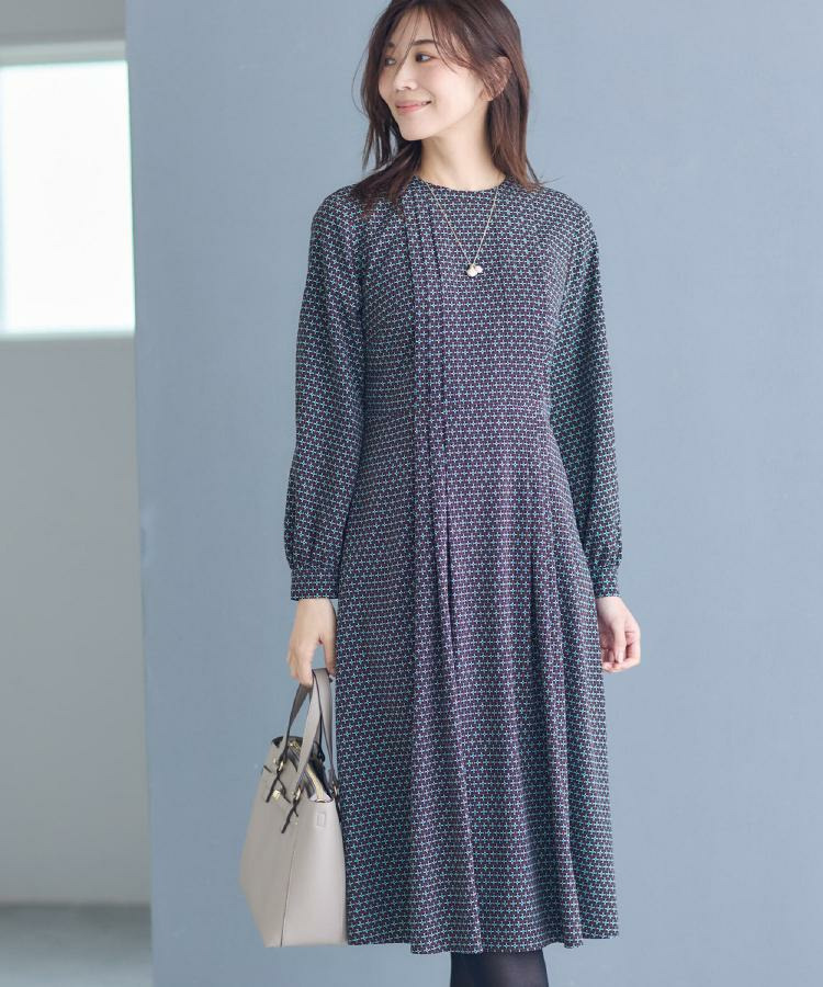 【通勤にもお出かけにも◎】ジオメプリントクラシカルワンピース4
