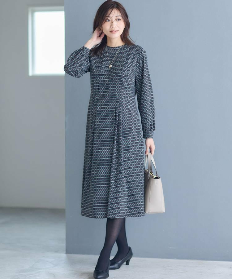 【通勤にもお出かけにも◎】ジオメプリントクラシカルワンピース6