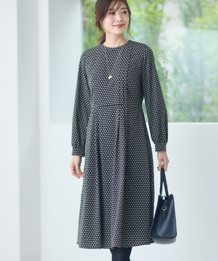 【通勤にもお出かけにも◎】ジオメプリントクラシカルワンピース8