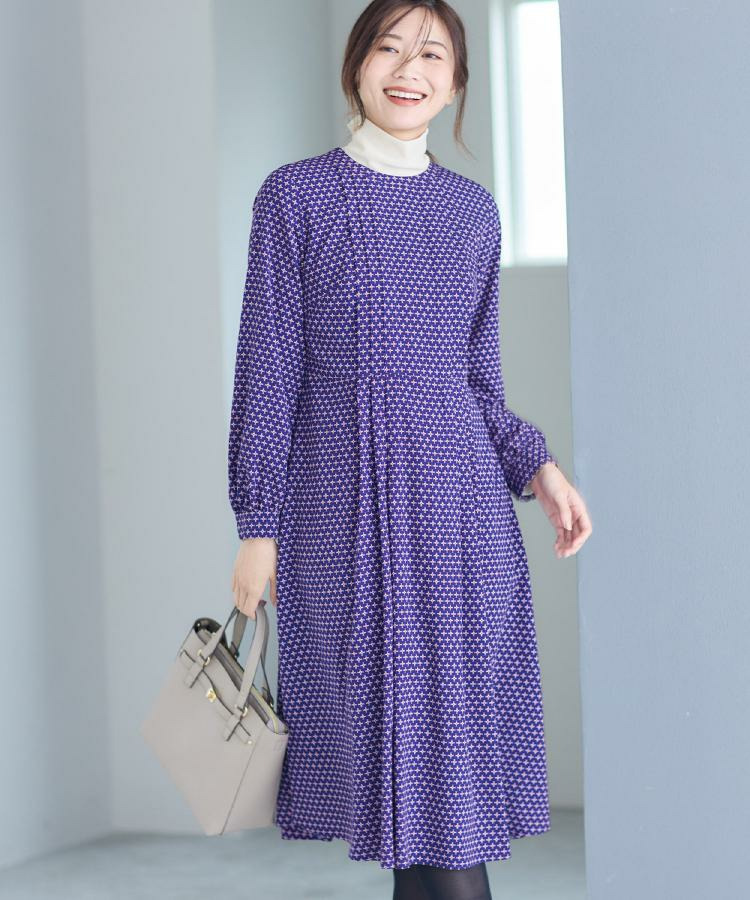 【通勤にもお出かけにも◎】ジオメプリントクラシカルワンピース1