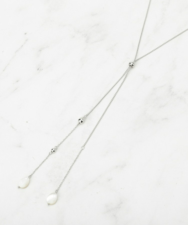 【長さ調節可】天然シェル×ラリエットデザインネックレス