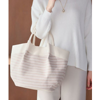 【しっかり容量◎】キャンバス地ボーダートートバッグ