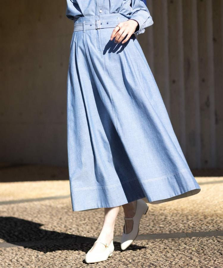 ダンガリータックフレアスカート