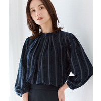 【セットアップ可】ストライプ柄ジャカードブラウス