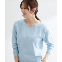 レースデザインスリーブニットプルオーバー