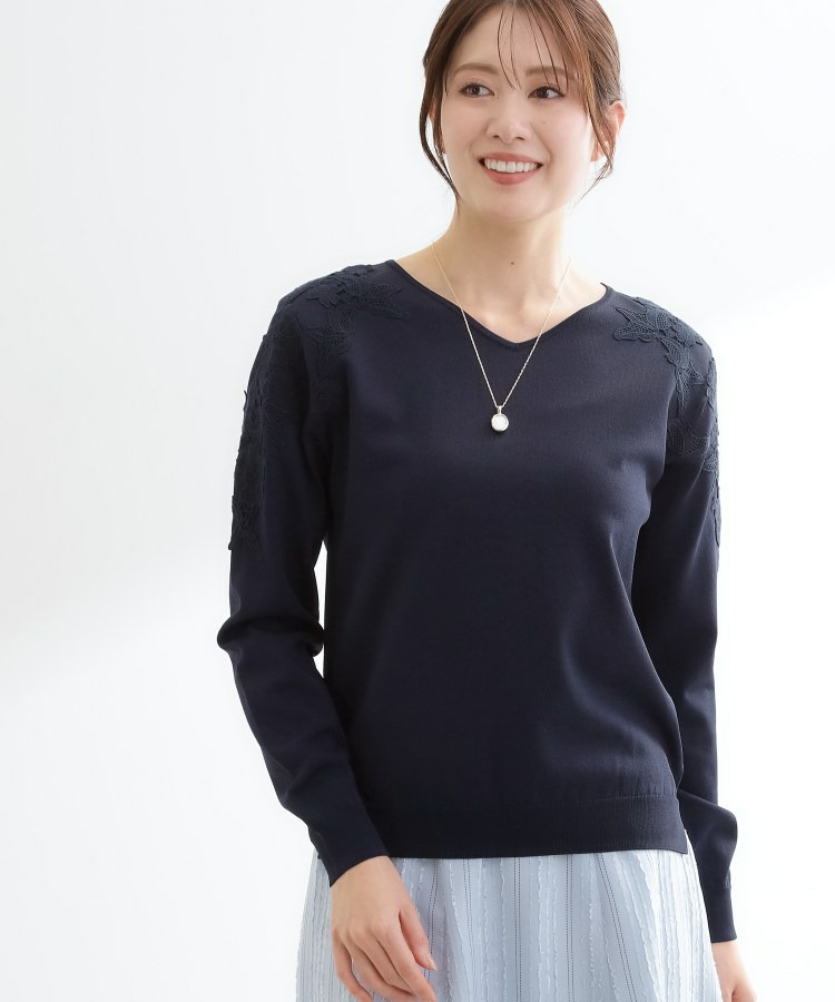 レースデザインスリーブニットプルオーバー12