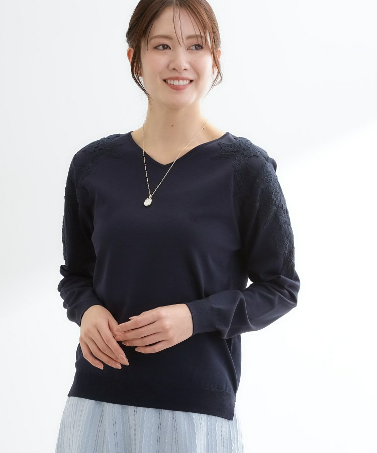 レースデザインスリーブニットプルオーバー13