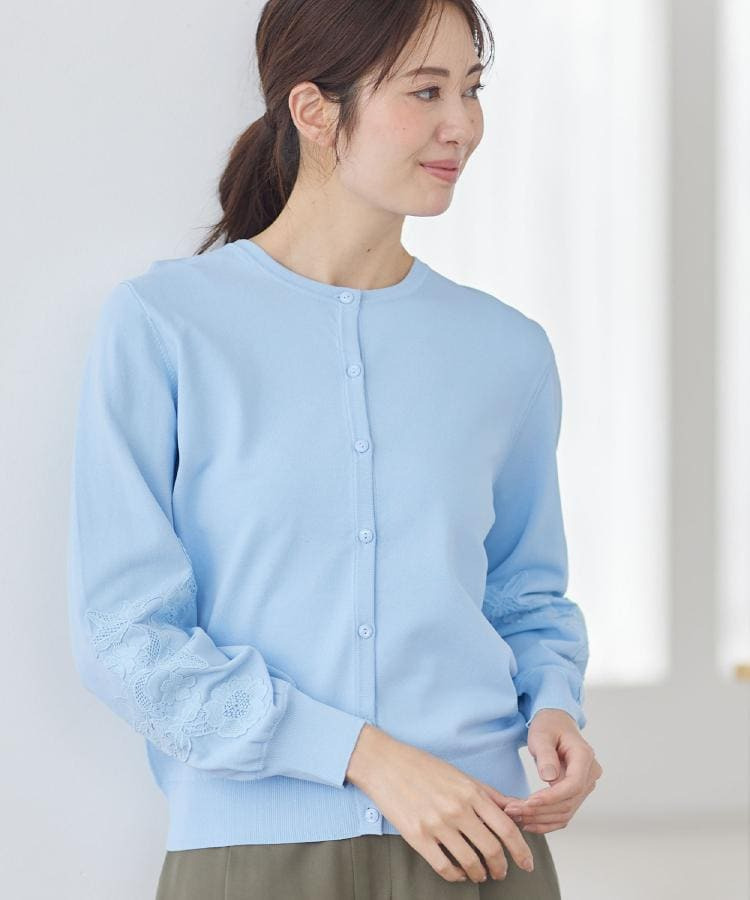 レースデザインスリーブカーディガン1