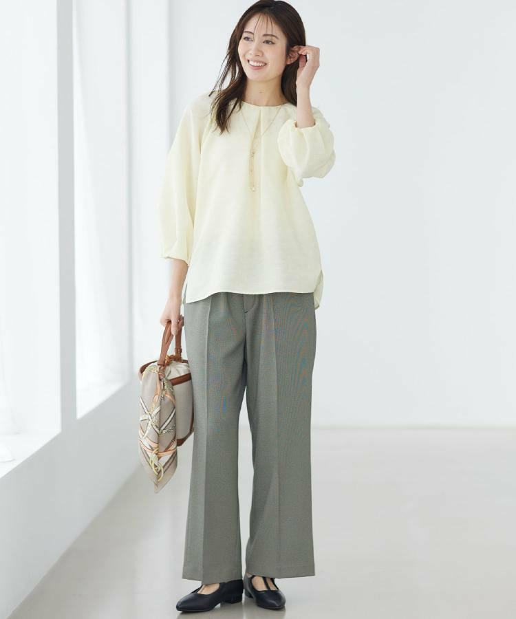 【ウエスト総ゴム】チェック柄イージーワイドパンツ23