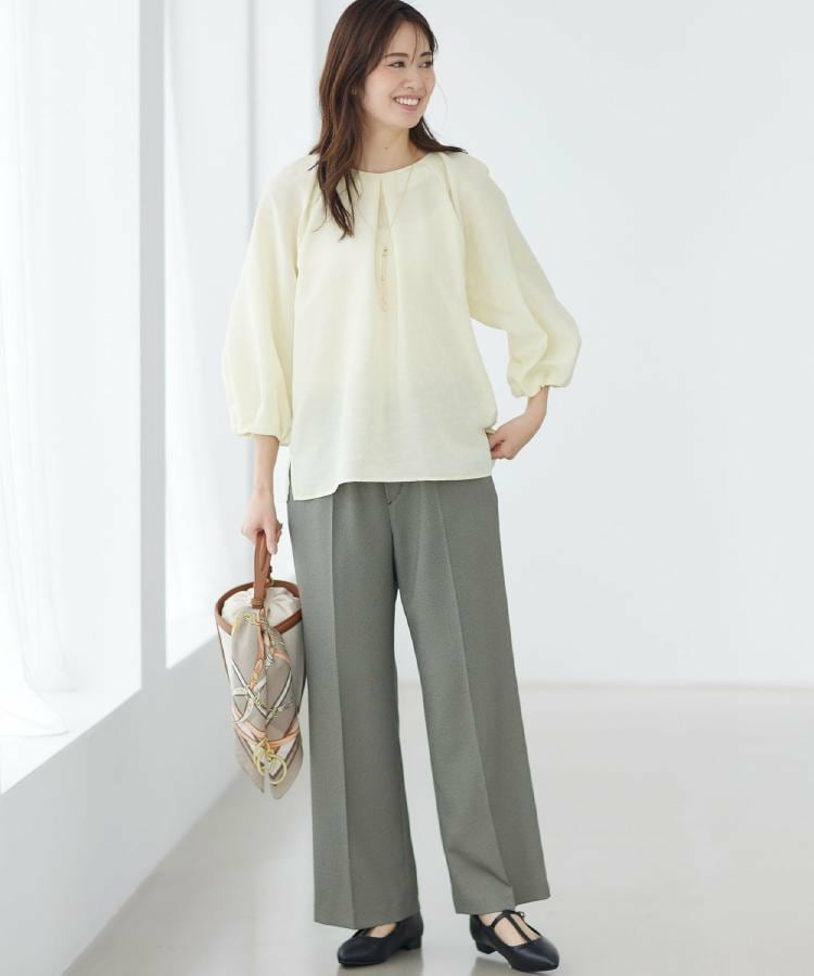 【ウエスト総ゴム】チェック柄イージーワイドパンツ5