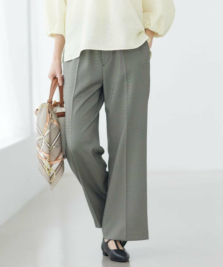 【ウエスト総ゴム】チェック柄イージーワイドパンツ6