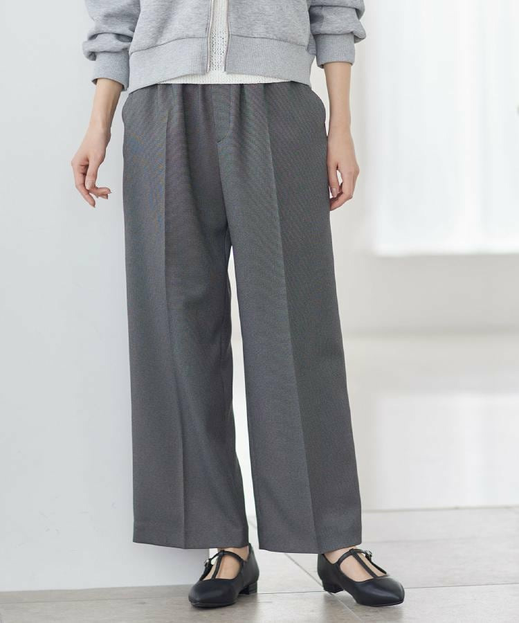 【ウエスト総ゴム】チェック柄イージーワイドパンツ1