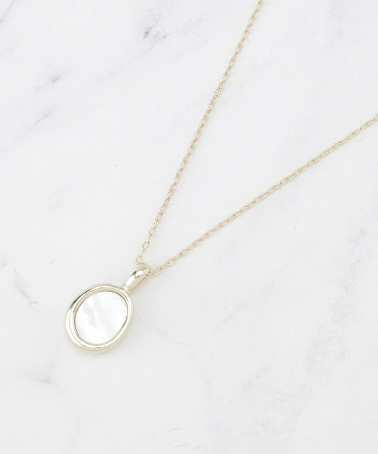 天然シェルプレートペンダントネックレス