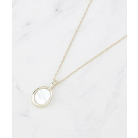 天然シェルプレートペンダントネックレス