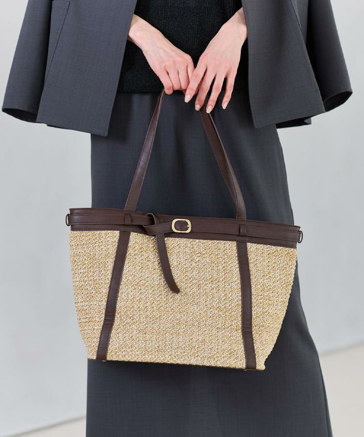 【A4サイズ可】雑材ベルトデザイントートバッグ