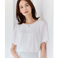 【UVカット／接触冷感】五分袖シフォンブラウス