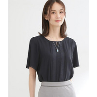 【UVカット／接触冷感】五分袖シフォンブラウス