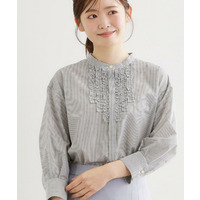 【接触冷感】八分袖フロントフリルブラウス