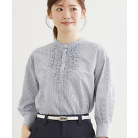 【接触冷感】八分袖フロントフリルブラウス