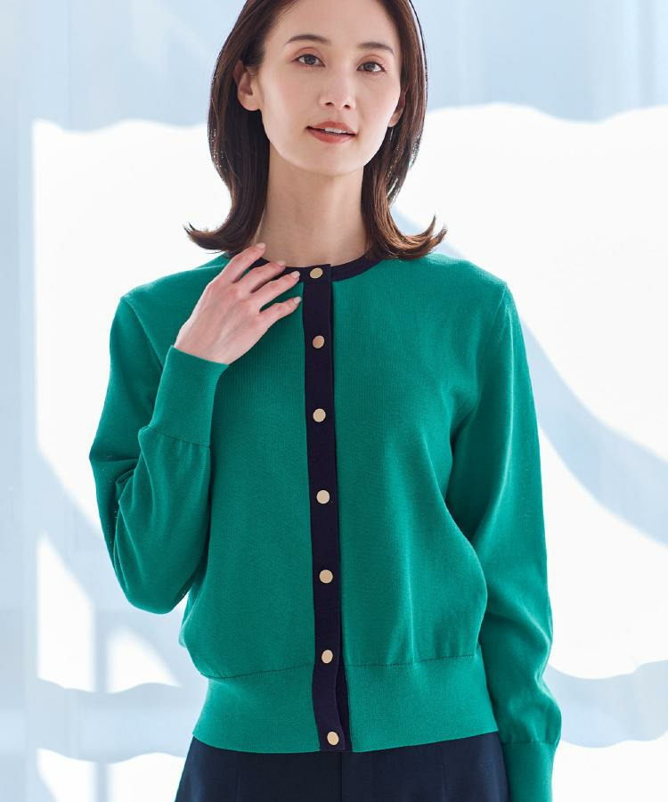 【アンサンブル可】バイカラーカーディガン