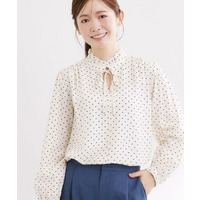 【セットアップ可】ドット柄ワッシャーブラウス