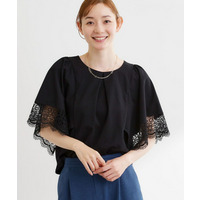 【UVカット／接触冷感】レーススリーブジャージカットソー