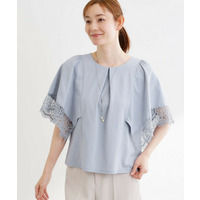 【UVカット／接触冷感】レーススリーブジャージカットソー