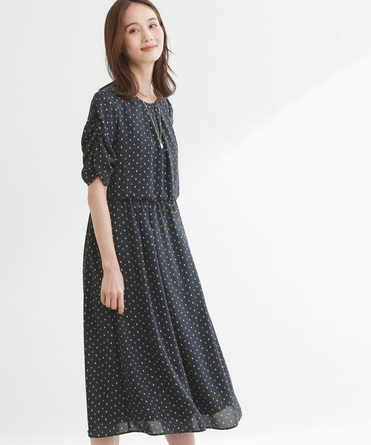 小紋柄ジョーゼットワンピース